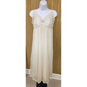 VTG TOSCA White Lace Peignoir 2 Piece Set Nightgown Babydoll Bridal Sz L USA